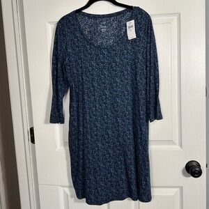 J. Jill Pure Jill Ballet Sleeve Tunic, sz. M, blue leaf pattern, fall, NEW